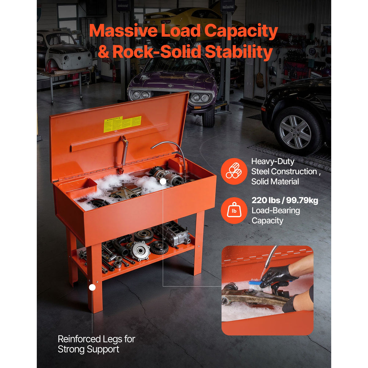 40-Gallon Parts Washer with Electric Pump - Carbon Steel
