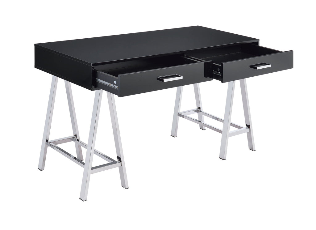 High Gloss Writing Desk with USB Ports - White or Black