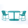 3 Piece Elegant Outdoor Bistro Set with 2 Chairs and Oval Table – Iron, Pastel Colors