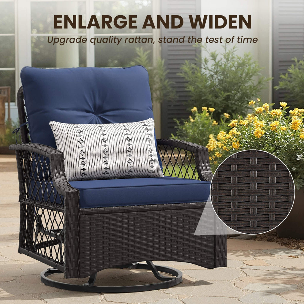 3-Piece Wicker Patio Bistro Set W/ Swivel Chairs And Table (SAK14789)