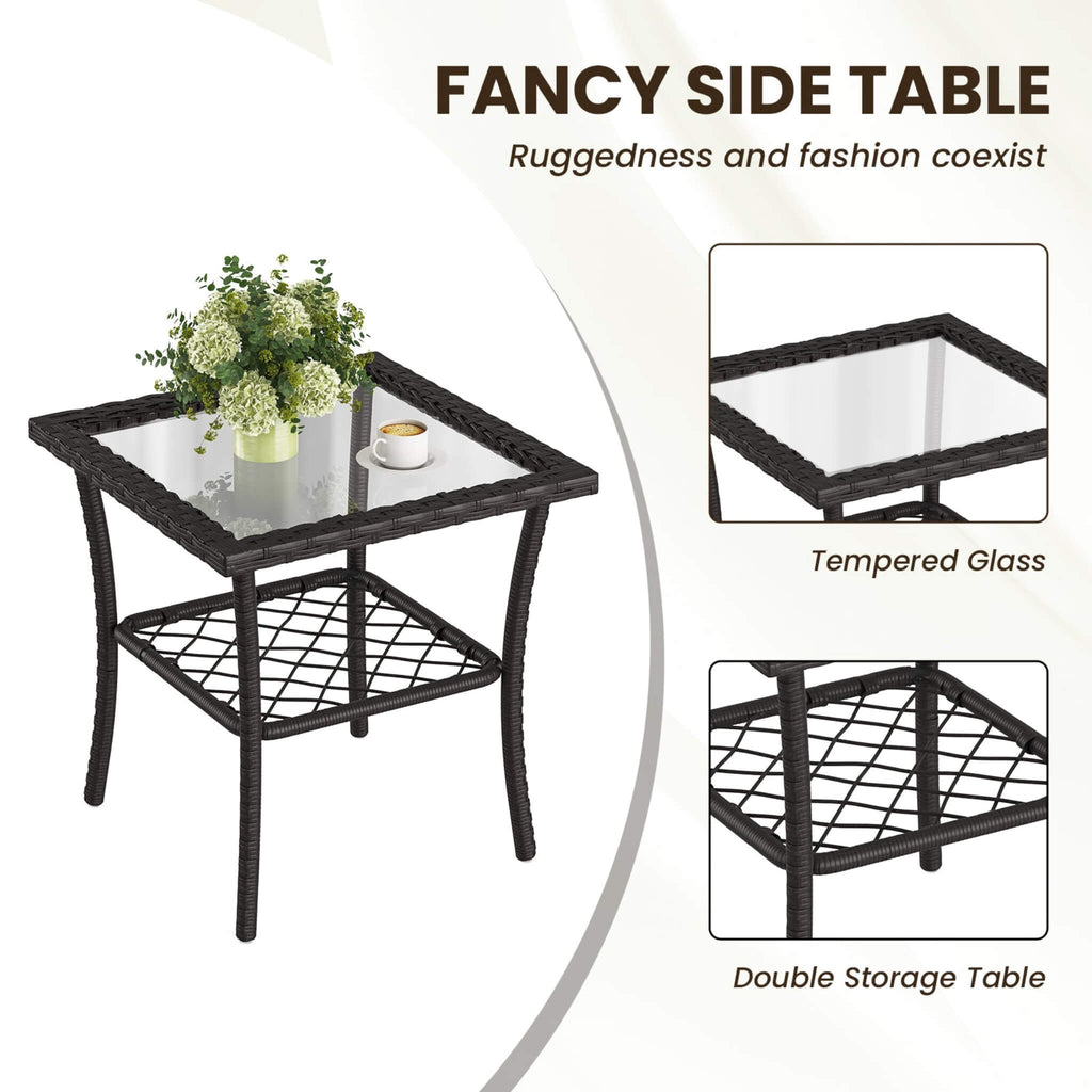 3-Piece Wicker Patio Bistro Set W/ Swivel Chairs And Table (SAK14789)