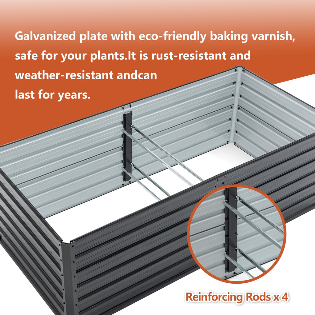 2-Pack Galvanized Metal Raised Garden Beds with Reinforced Durability - Black
