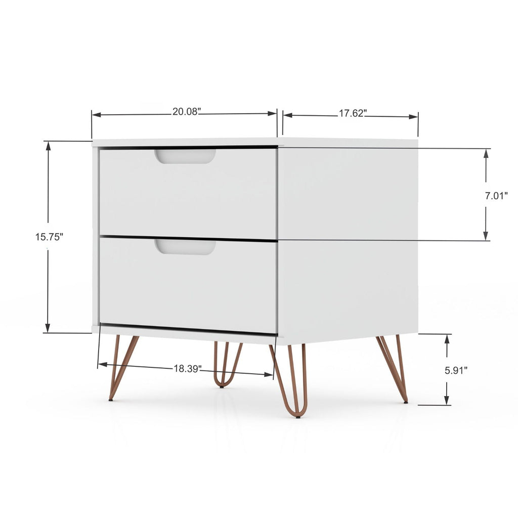 White Nightstand with 2 Drawers - Modern Storage Solution