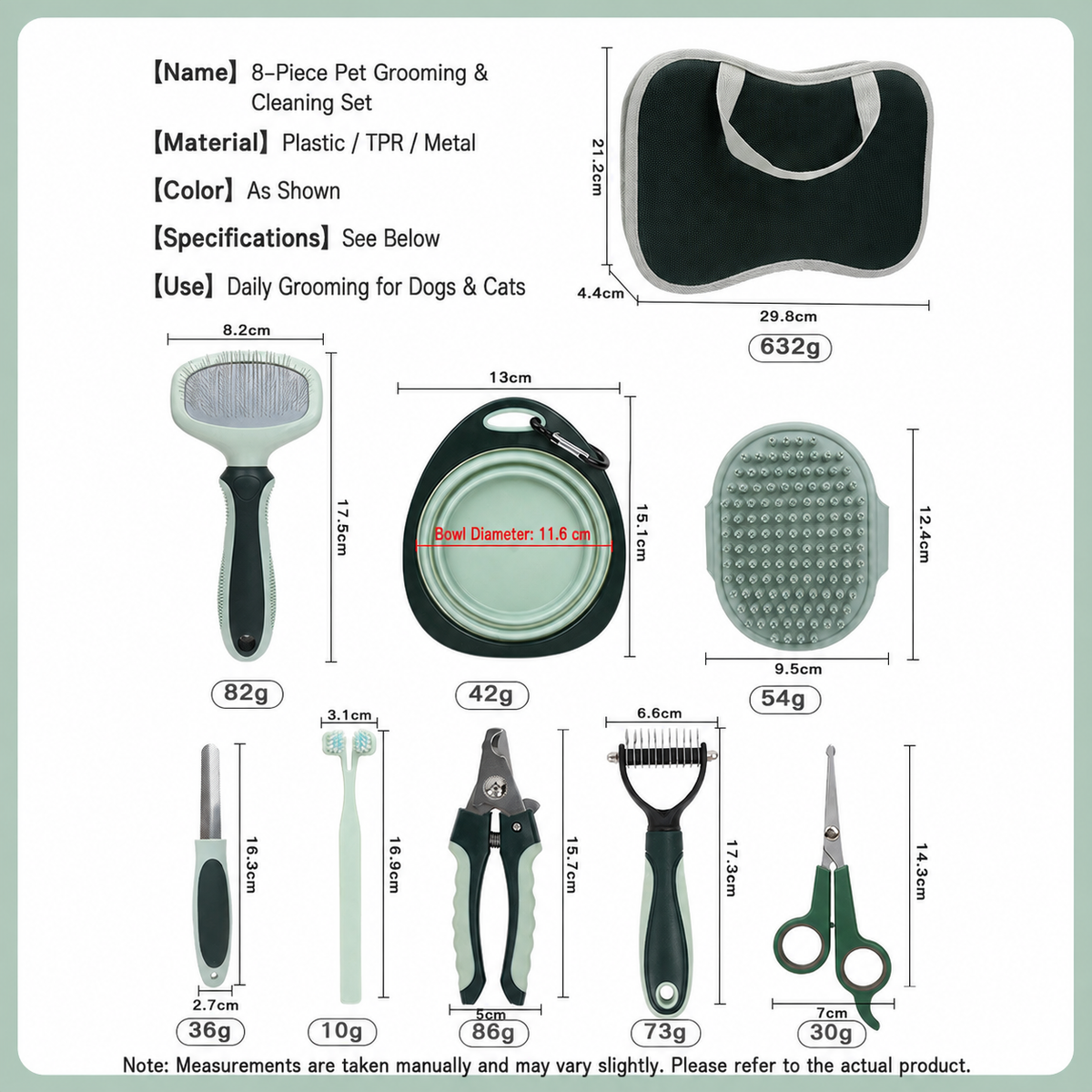 8-Piece Pet Grooming Kit for Dogs and Cats