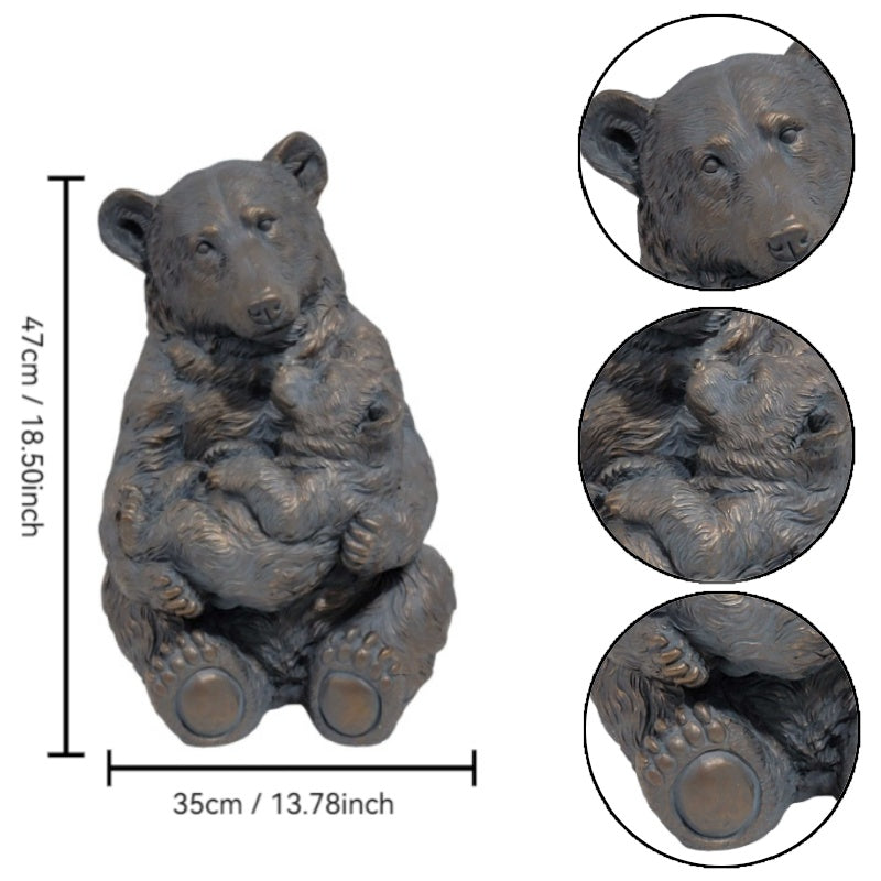 Antique Bronze Mother and Cub Bear Statue with Realistic Detail - Bronze