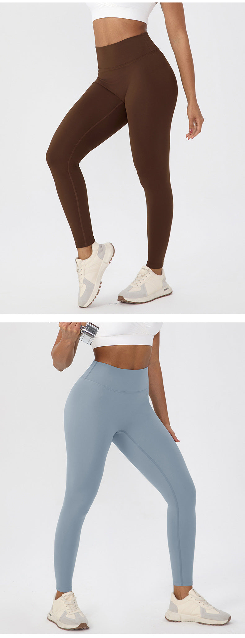 Womens Solid-Color High-Waisted Sports Peach-Hip Yoga Pants