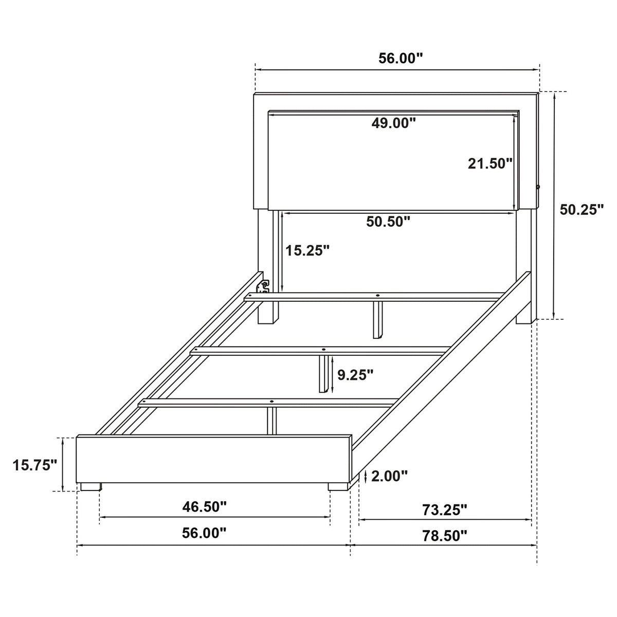 Jeremiah LED Panel Bed With Touch Controlled Lighting