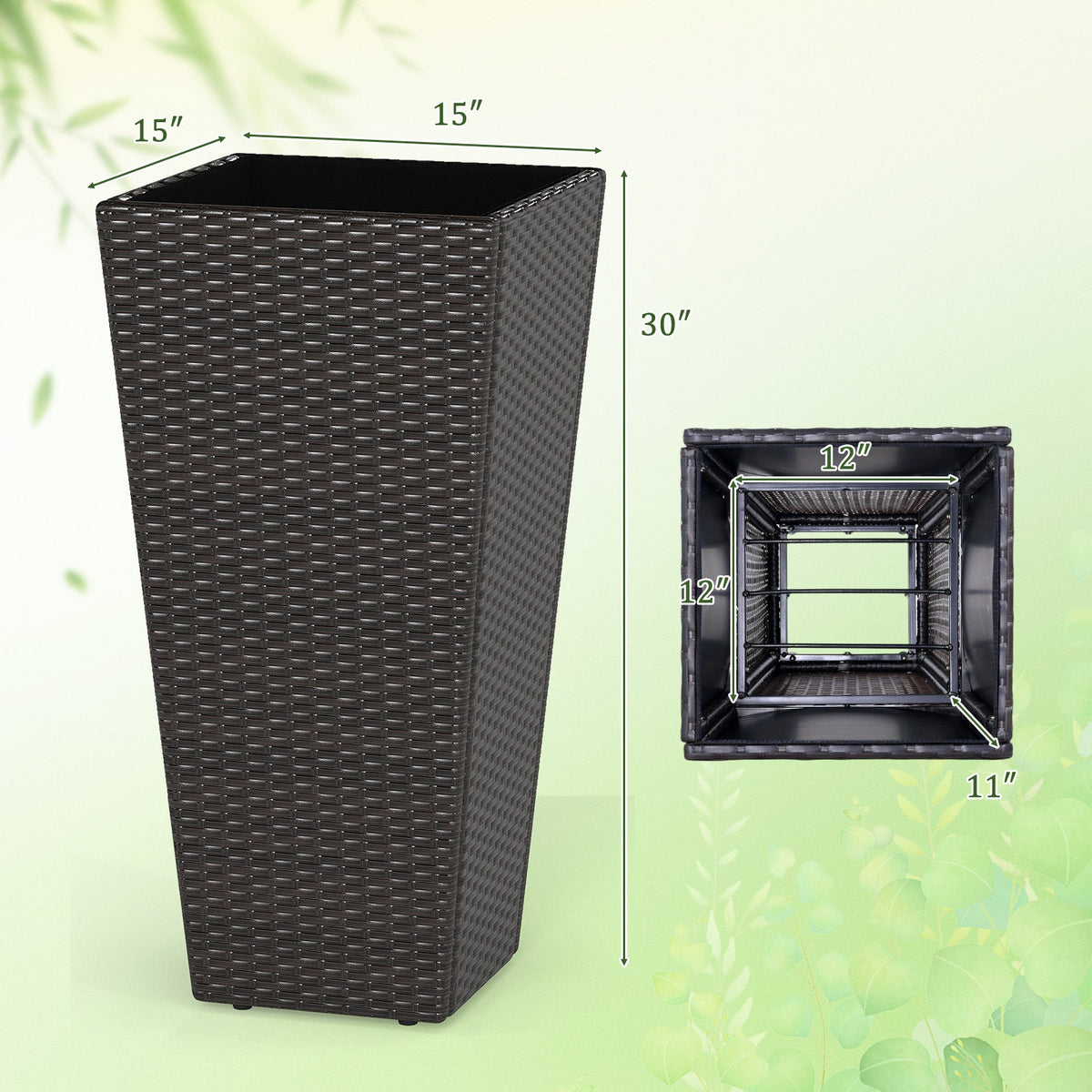 30 Inch Modern Decorative Planter Pots Set of 2 with Open-ended Base