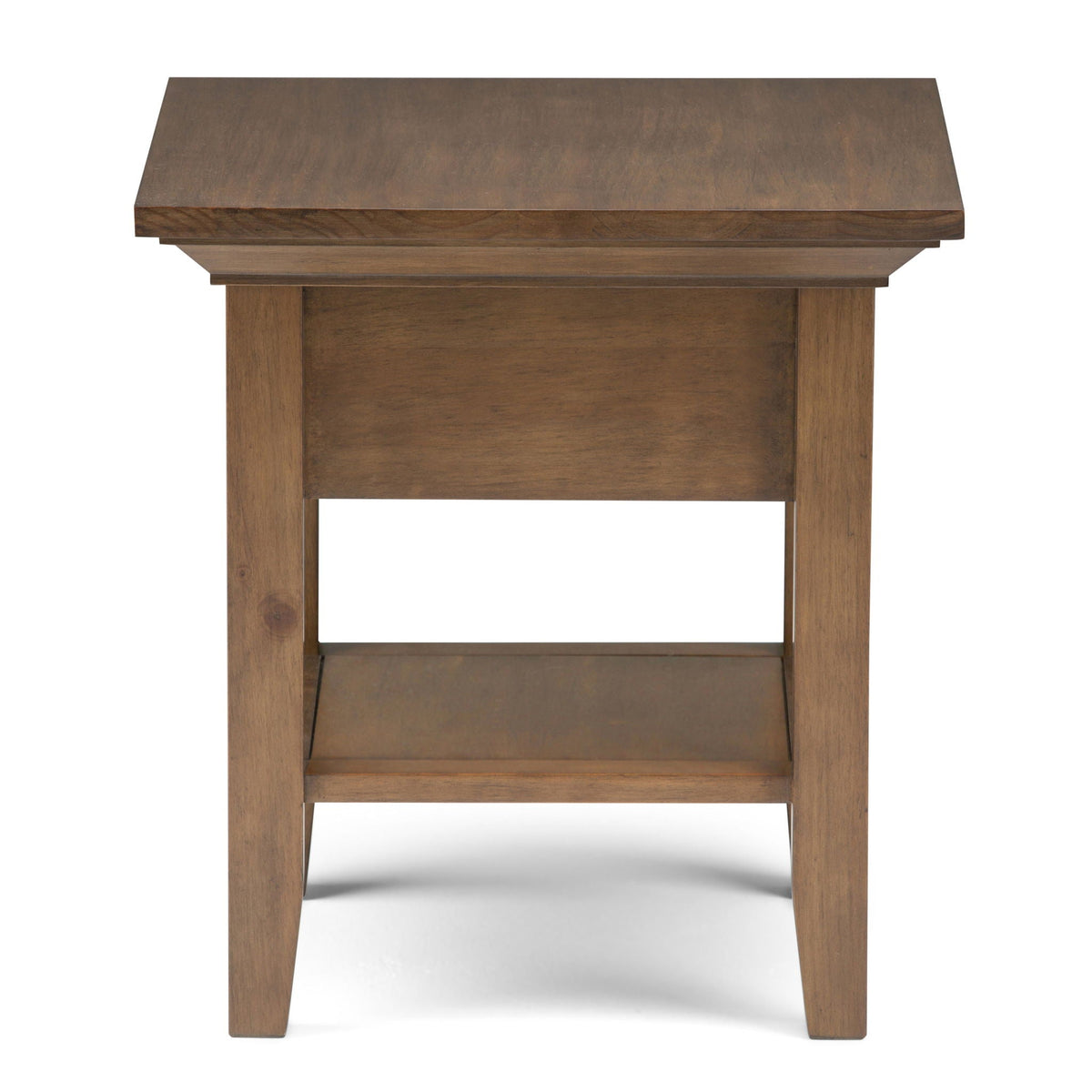 Solid Wood End Table with Storage Drawer - Light Brown
