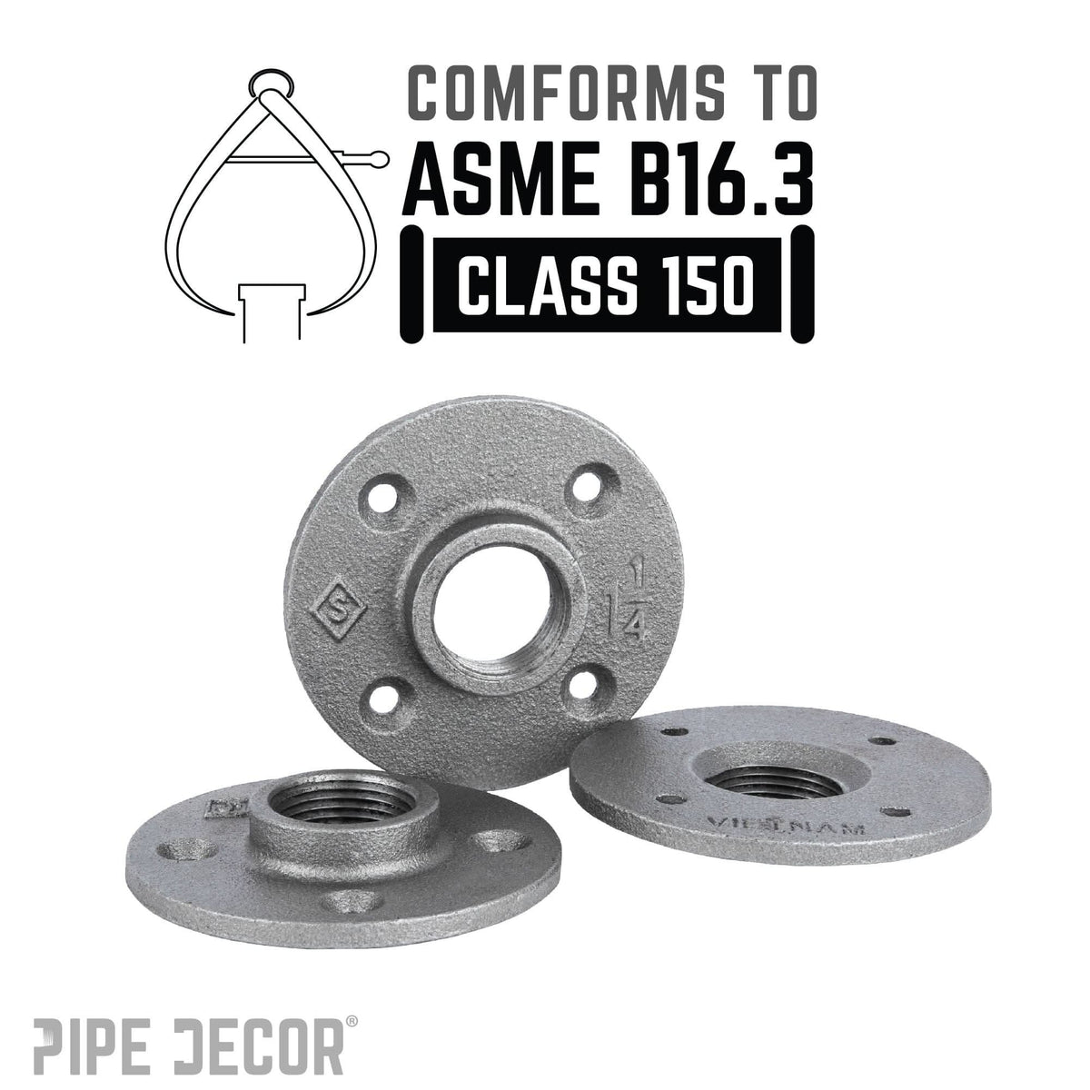 1 1/4 in. Black Floor Flange