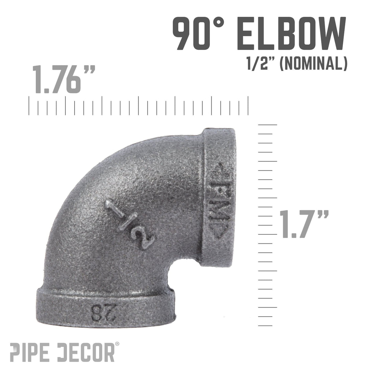 1/2 in. Black 90 Degree Elbow