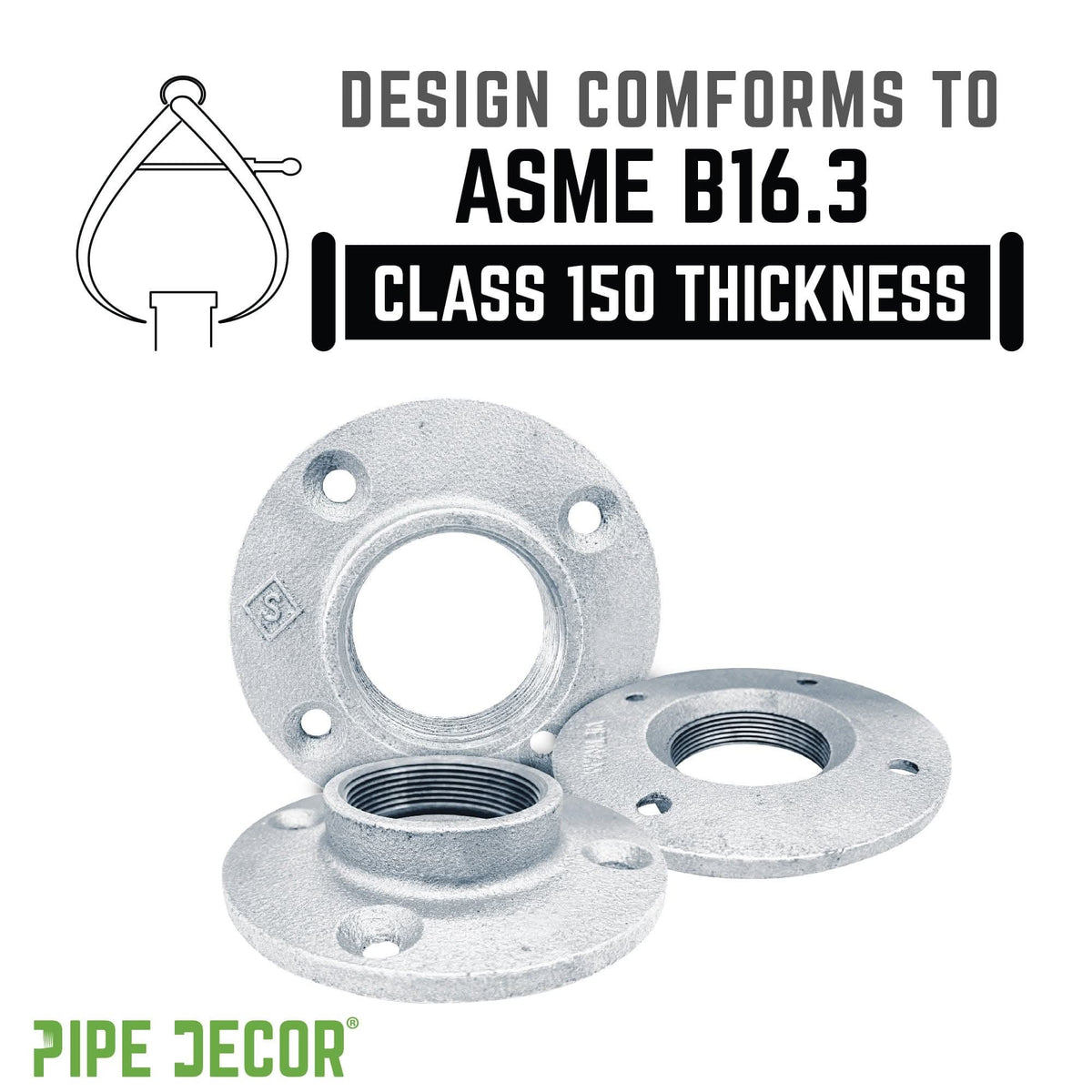 1 1/4 in.  Galvanized Iron Floor Flange