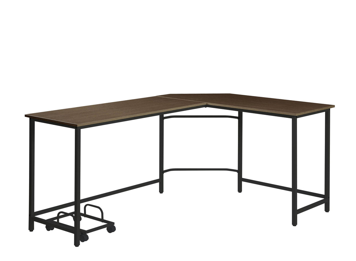 Bambina Computer Desk L-Shape Corner Desk with Metal Frame - Gray or Dark Brown