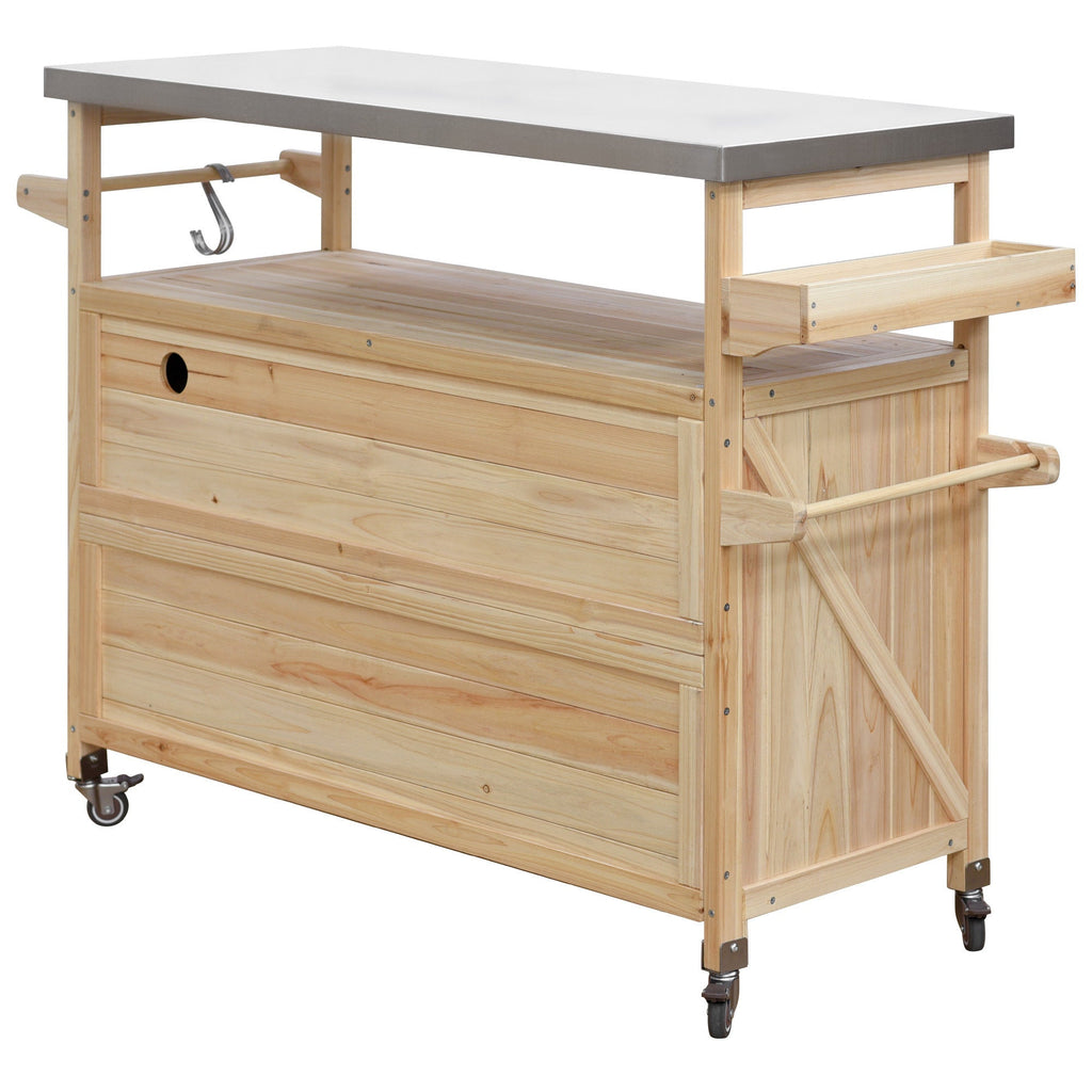 K&K Outdoor Kitchen Island, Rolling Bar Cart & Storage Cabinet