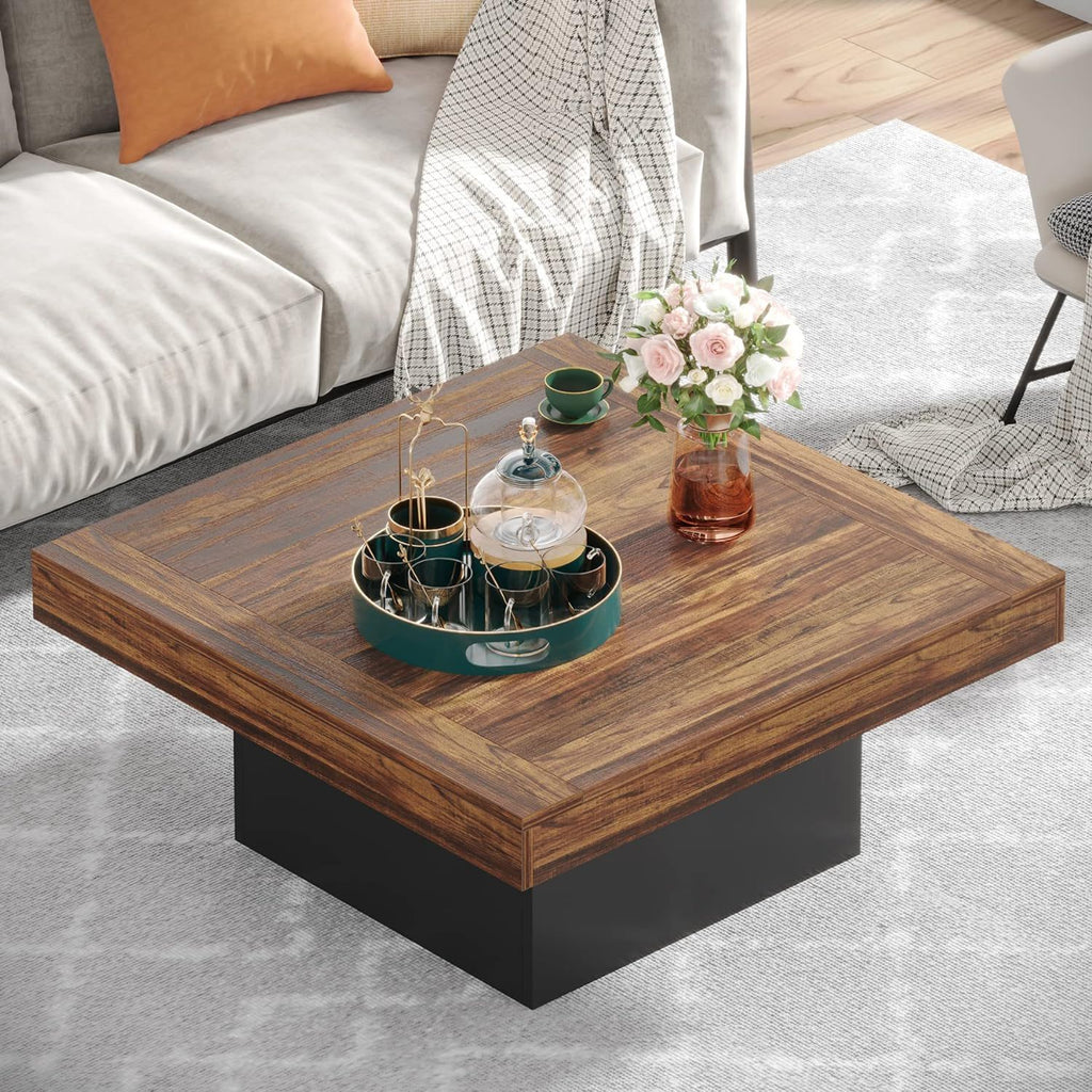 LED Coffee Table with Adjustable Lighting - Rustic Brown