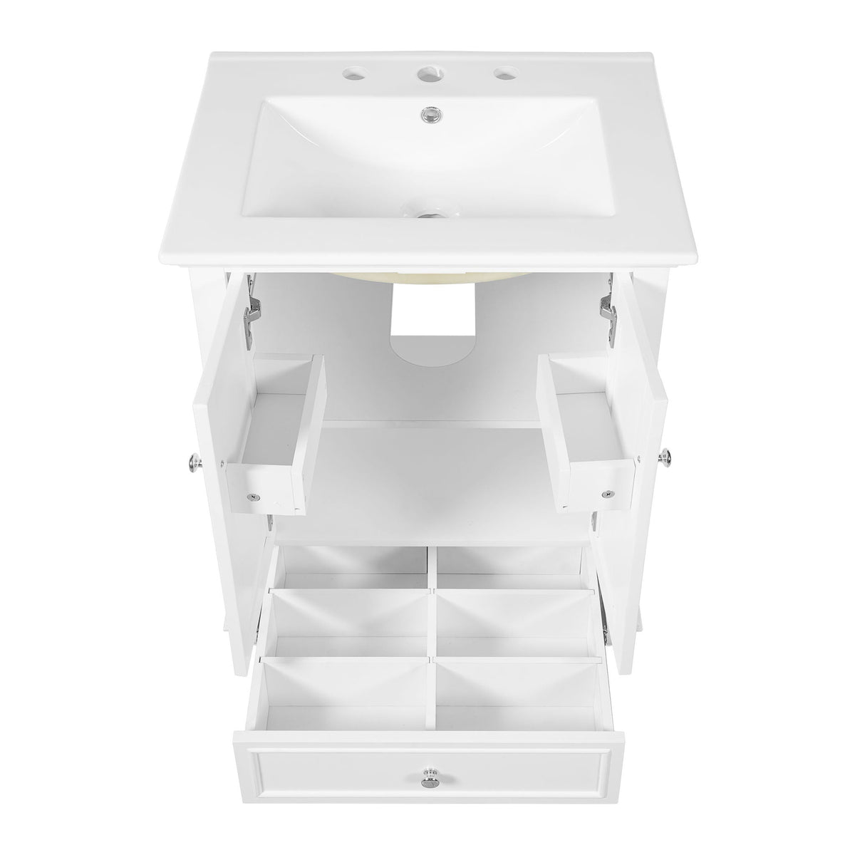 Modern Bathroom Vanity With Sink, Cabinet, And Drawers