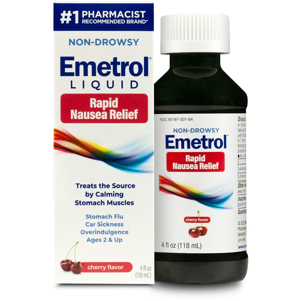 Emetrol Non Drowsy Liquid Cherry Flavor Rapid Nausea Relief 4 Fl Oz