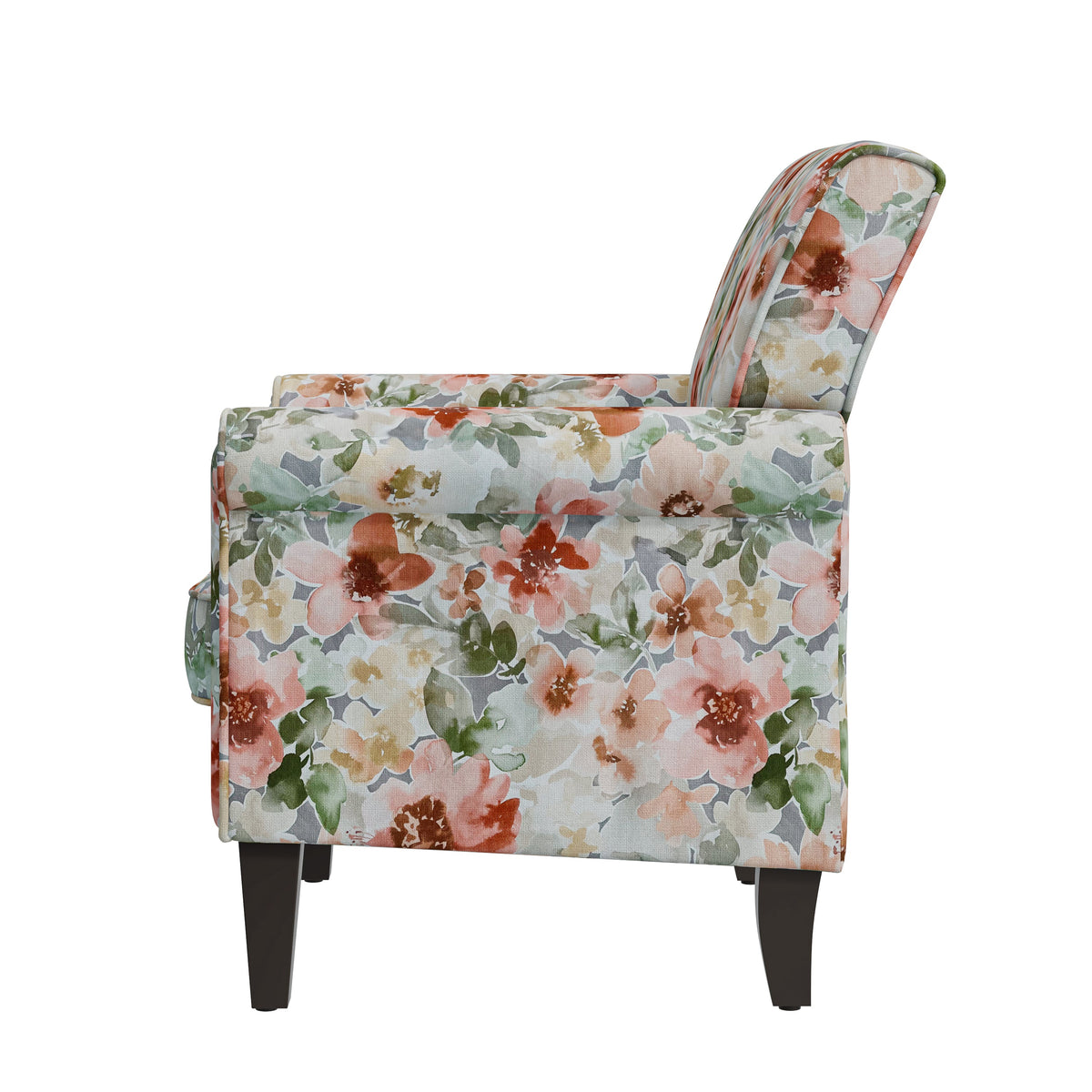 Floral Upholstery Accent Chair with Nailhead Trim - Green or Blue