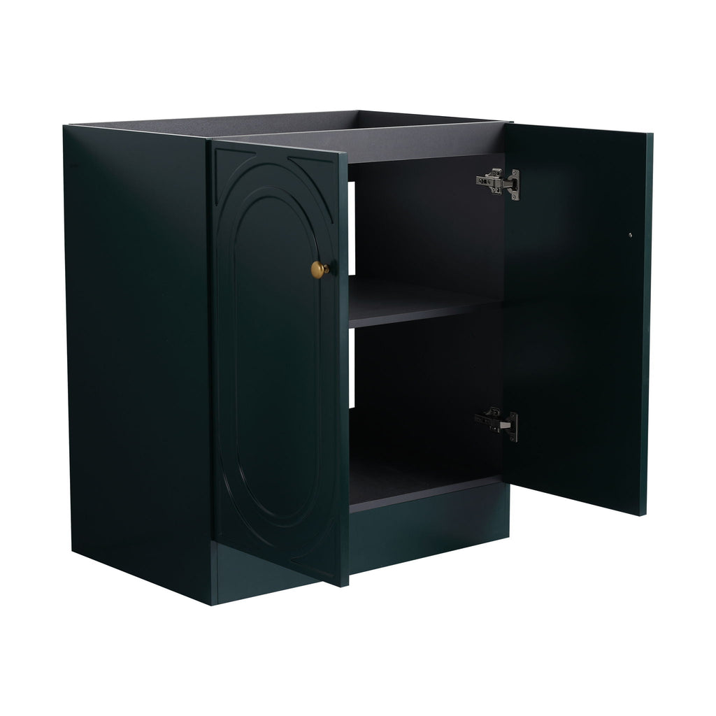 Modern Freestanding Bathroom Vanity with Soft Close Cabinet Doors - Pearl Silver, White, or Dark Green