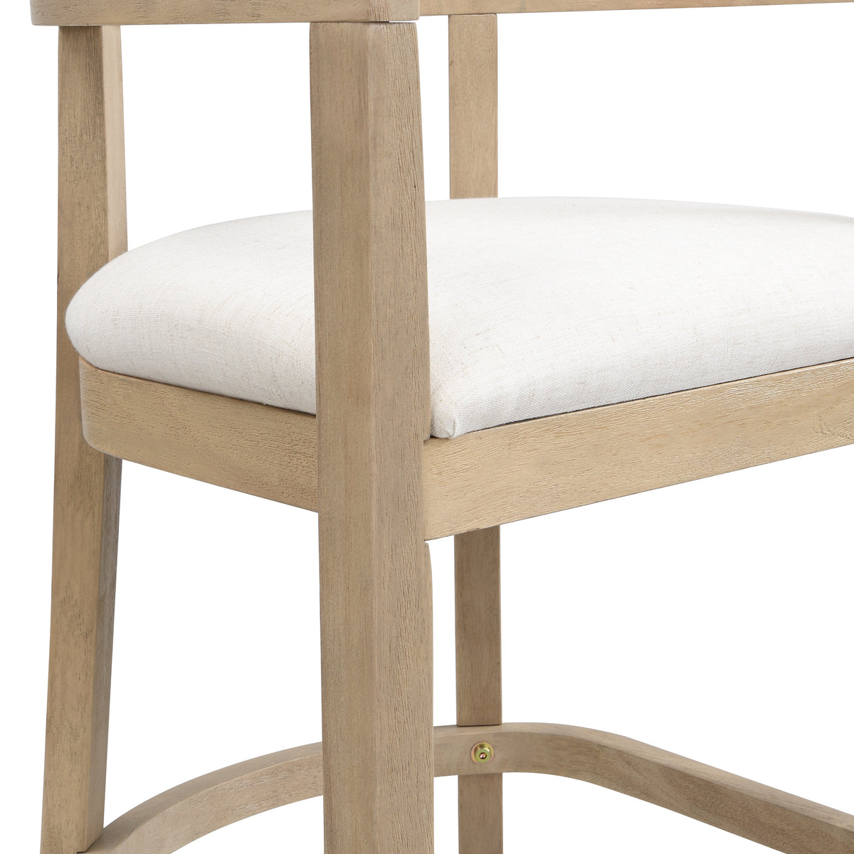 Modern Bar Stools Set of 2 with Upholstered Seats and Cutout Barrel Back - Beige