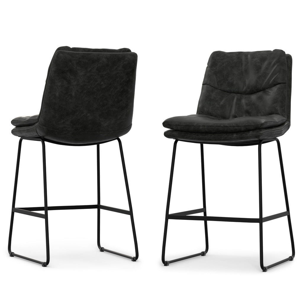 Counter Height Stool Set with Tufted Back and Padded Seat - Dark Gray or Light Brown