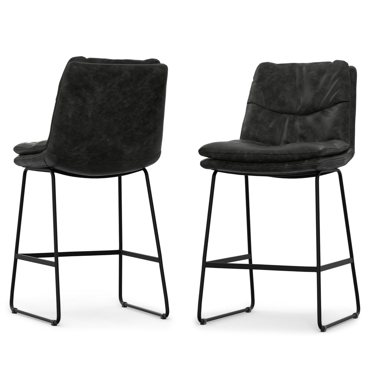 Counter Height Stool Set with Tufted Back and Padded Seat - Dark Gray or Light Brown