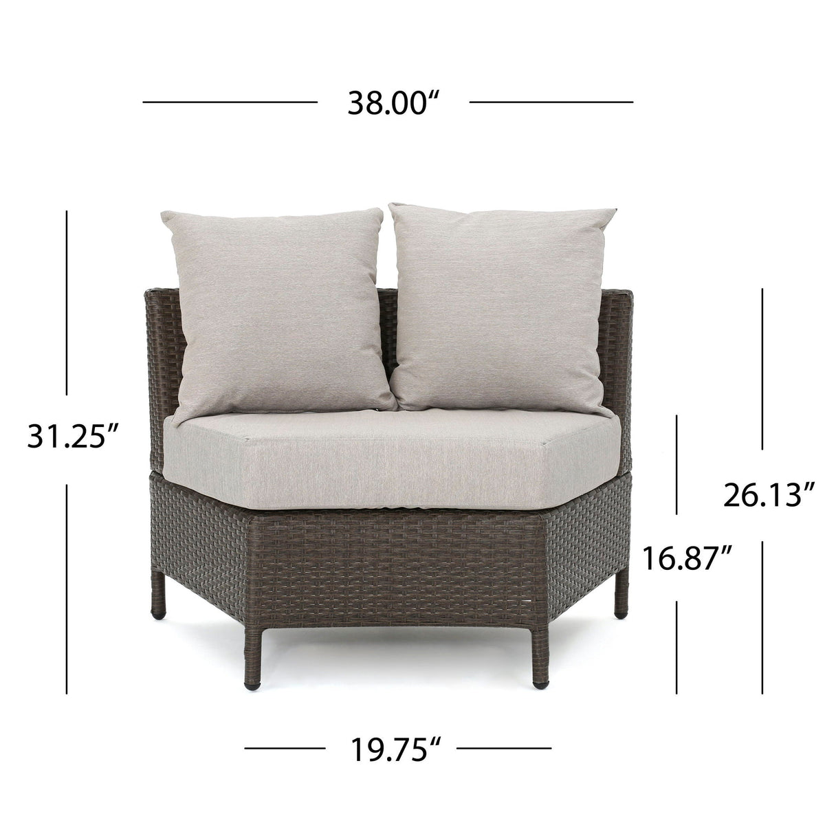 Pt Limon Modern Outdoor Single Sofa with Iron Frame – Pearl Silver or Light Brown