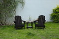 Folding Adirondack Chair with Side Table, 3-Piece Set - Black Wood Texture