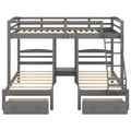 Full Over Twin & Twin Triple Bunk Bed with Drawers - Gray