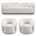 Luxury Modern Sofa Couch with Boucle Fabric - White/Beige