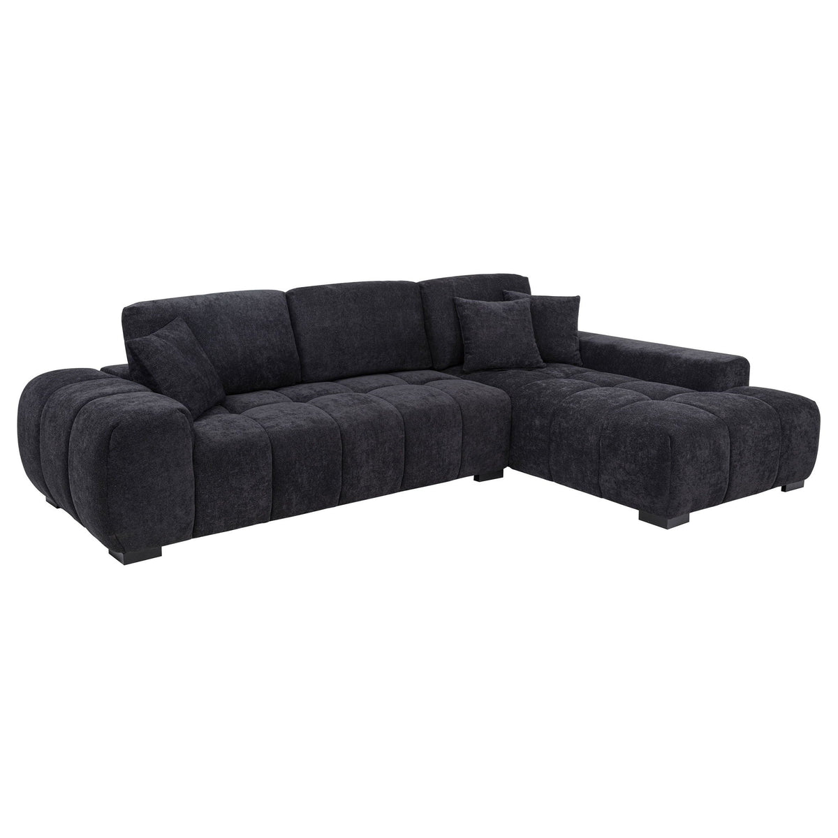 Octavia Upholstered Sectional Chaise Sofa Black