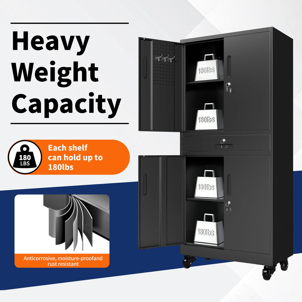 Metal Storage Cabinet with Drawer and Locking Doors