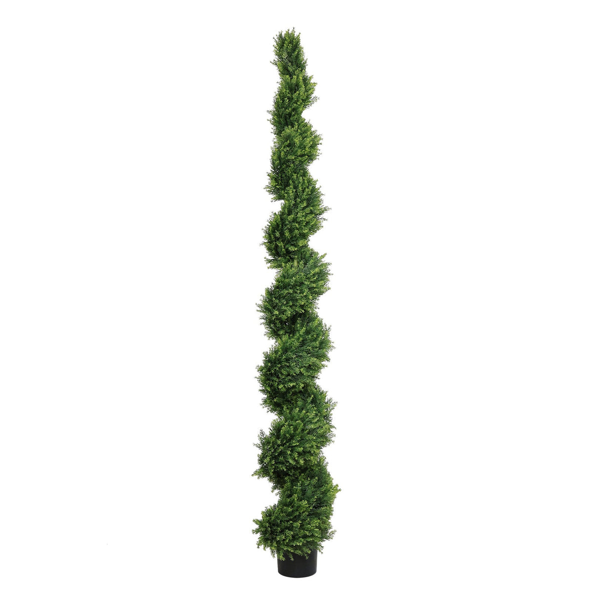 7FT Tall Artificial Cypress Pine Tree with Spiral Design - Two-Tone Green
