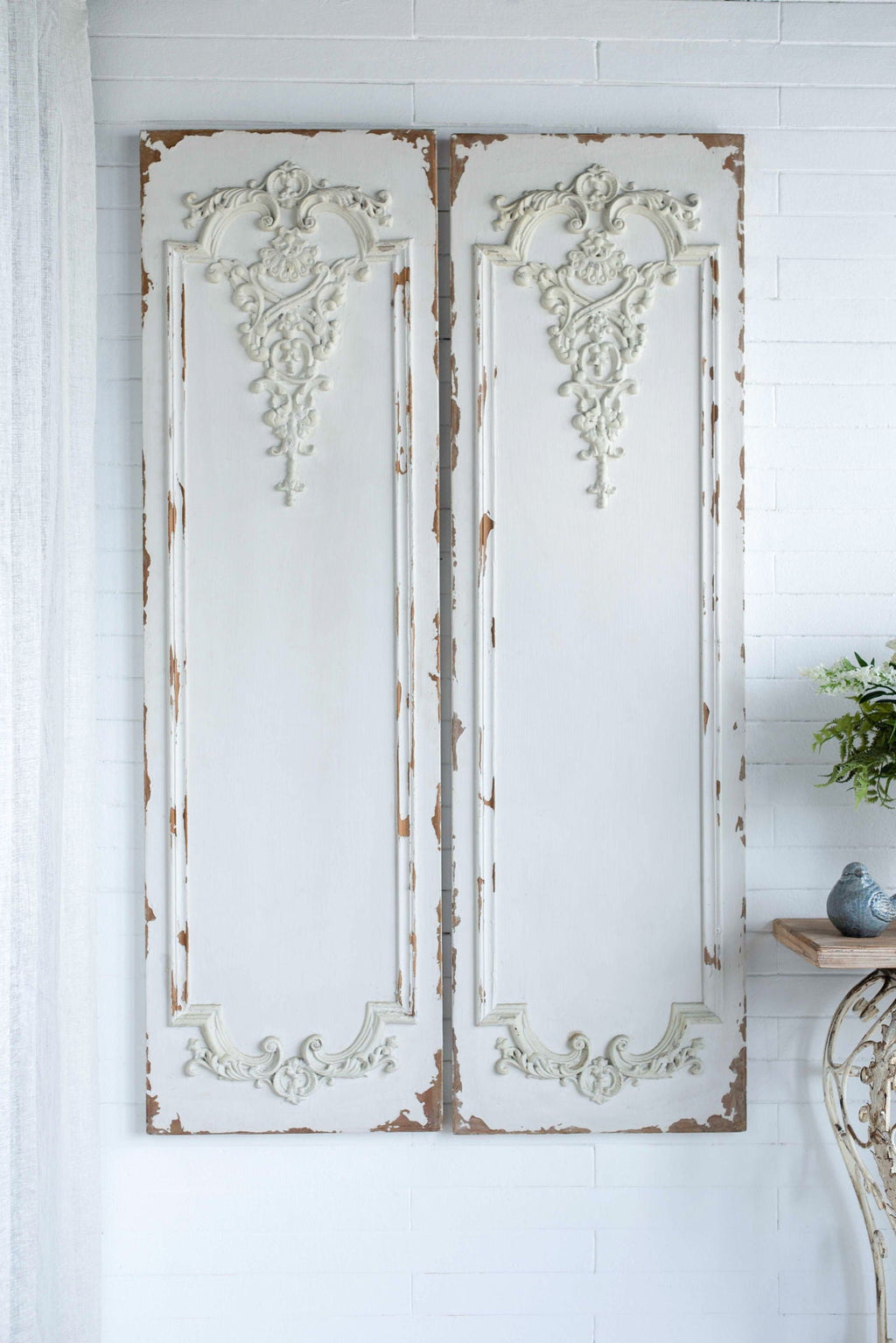 Large Wooden Rectangle Hanging Panels - Set of 3, White