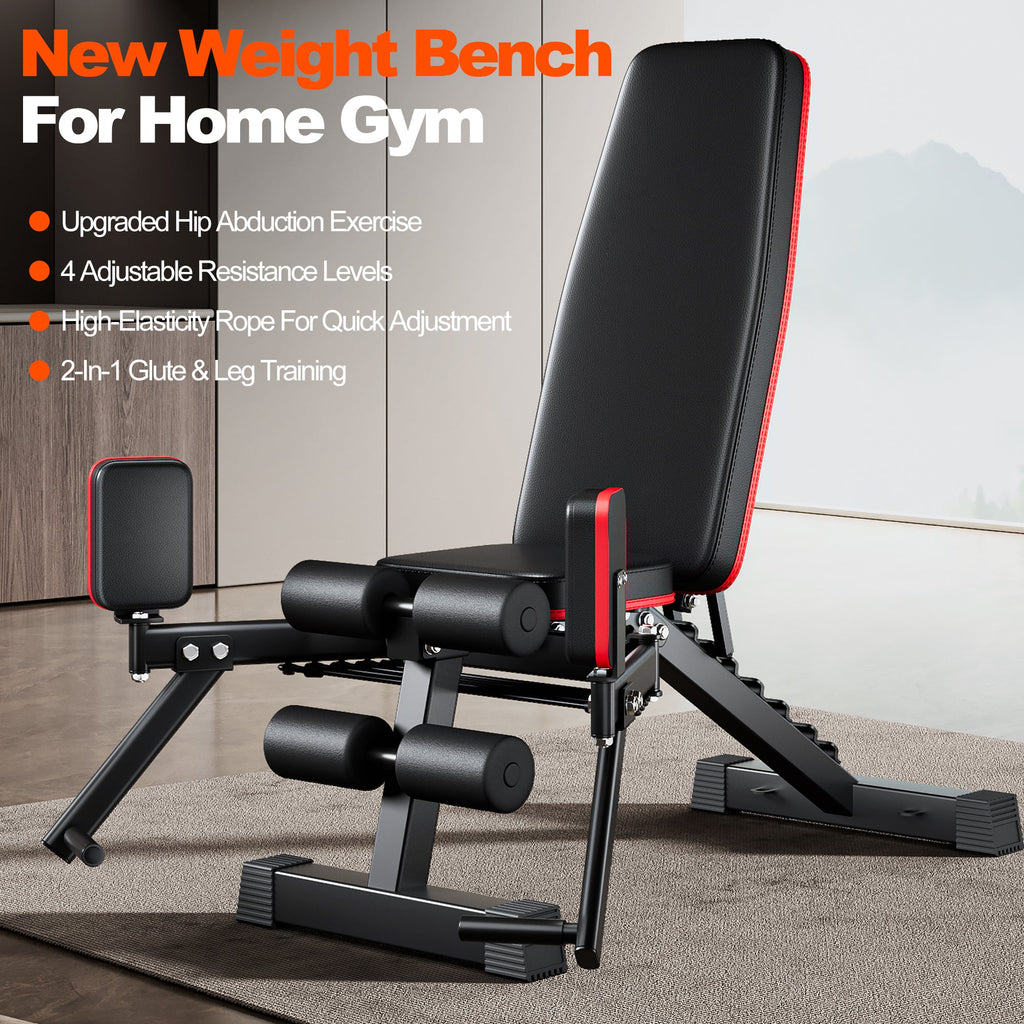 2-in-1 Weight Bench with Hip Abduction - Home Gym