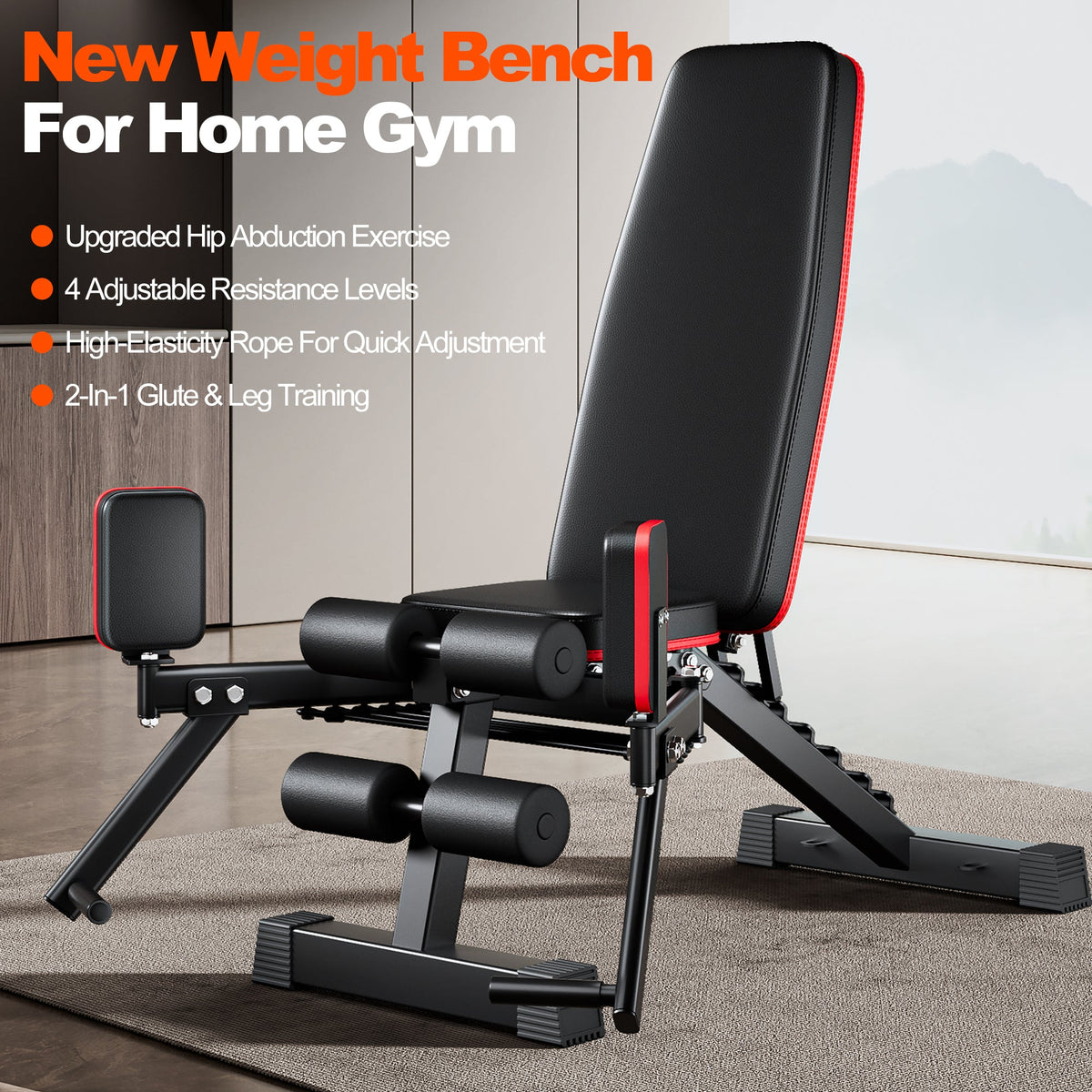 2-in-1 Weight Bench with Hip Abduction - Home Gym