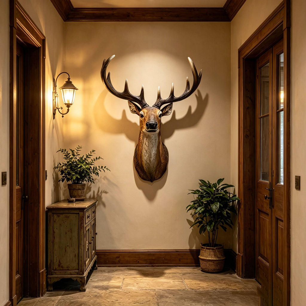 14.57" Wide Stag Head Wall Mount with Realistic Detail - Rustic Resin