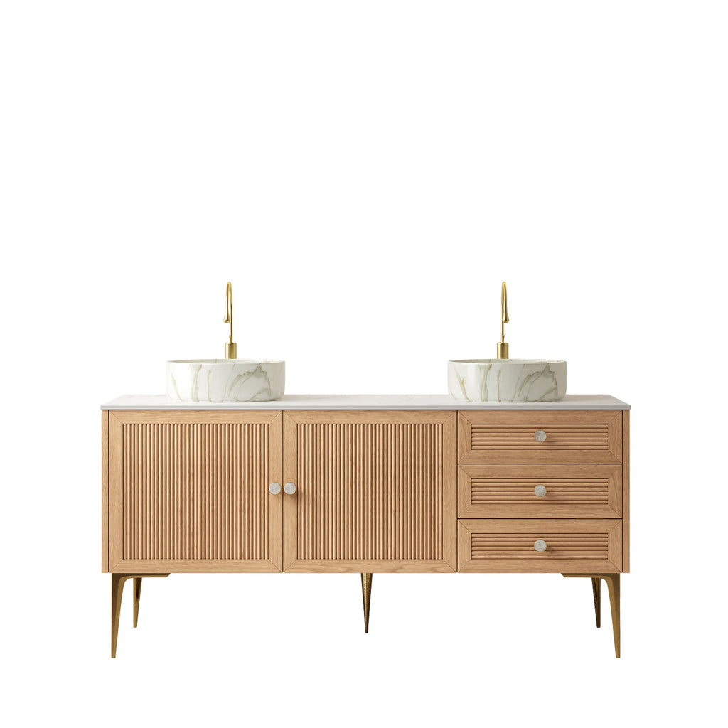 Munin 60" Bathroom Vanity with Sink - Freestanding Cabinet, Ceramic Basin