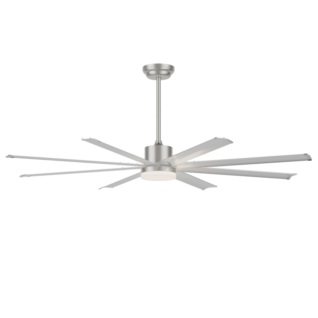 72 Inch Industrial Ceiling Fan with Light and Remote Control - Aluminum