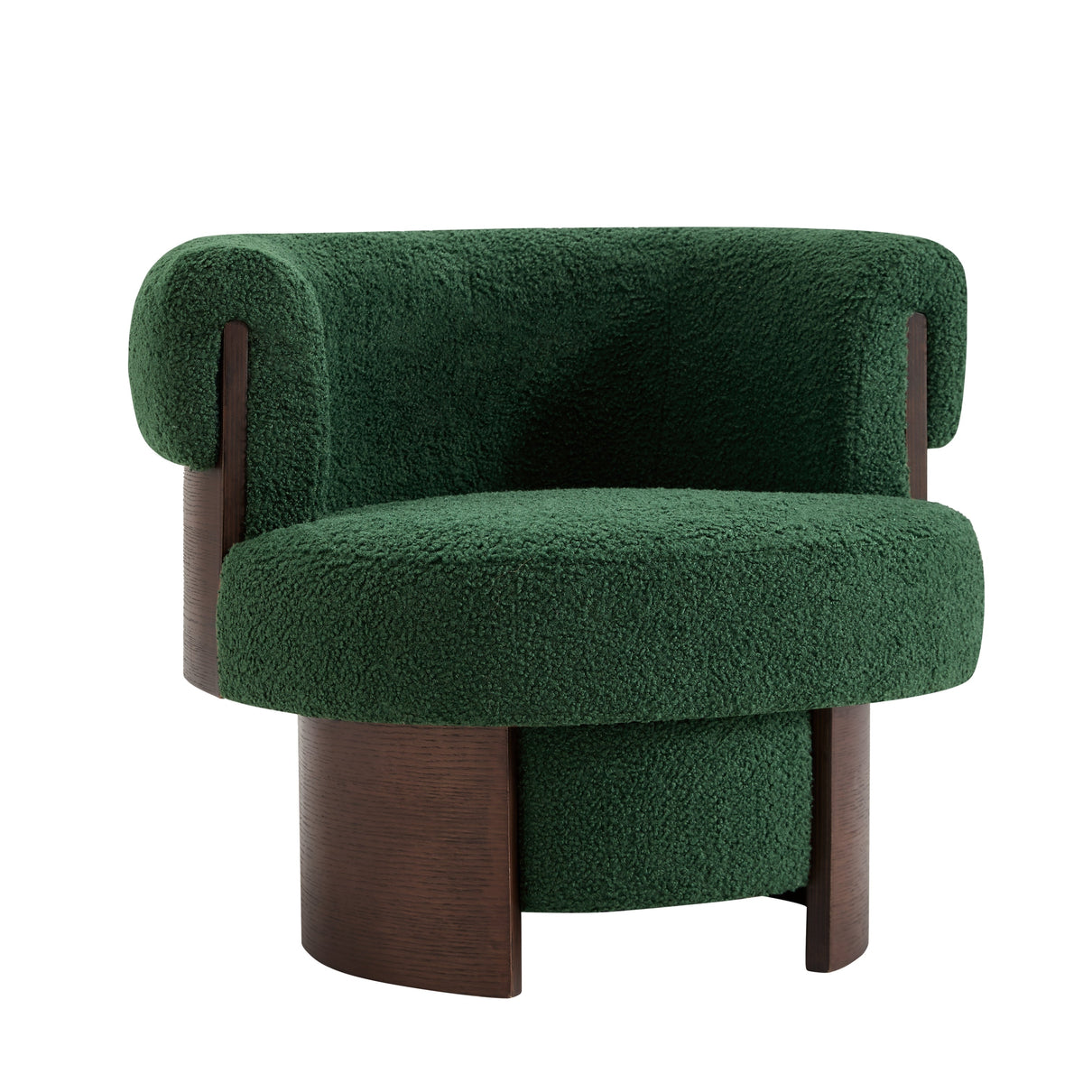 Modern 32" Wide Curved Sculptural Swivel Barrel Chair with 360° Swivel - Boucle