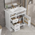 36-Inch Bathroom Vanity with Ceramic Sink Top - White