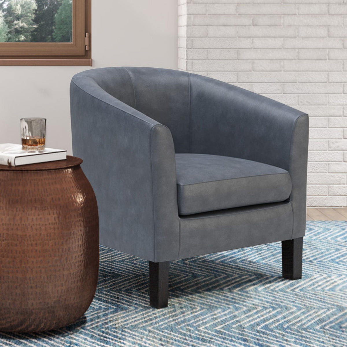 Transitional Tub Chair with Curved Back and Removable Cushion - Multiple Colors