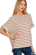 Zenana Stripe Jacquard Round-Meck Tee