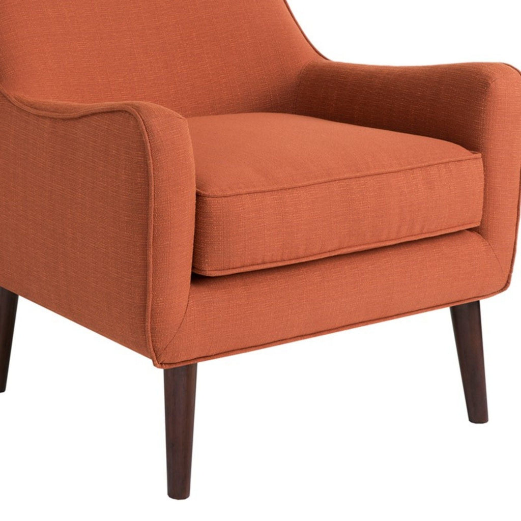 Burnt Orange Accent Chair Upholstered with Solid Wood Legs