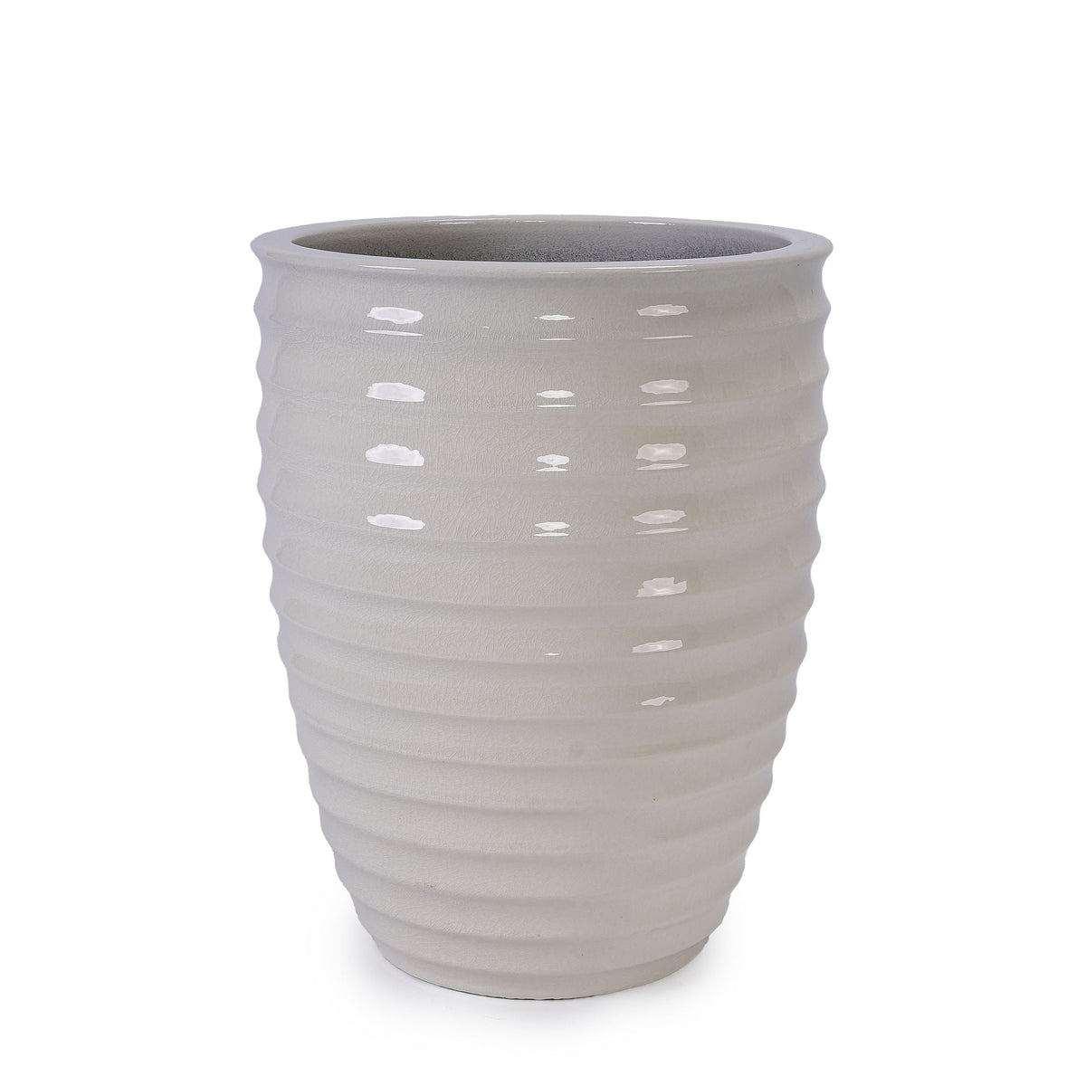 White Flowerpot Planter with Durable Construction - White
