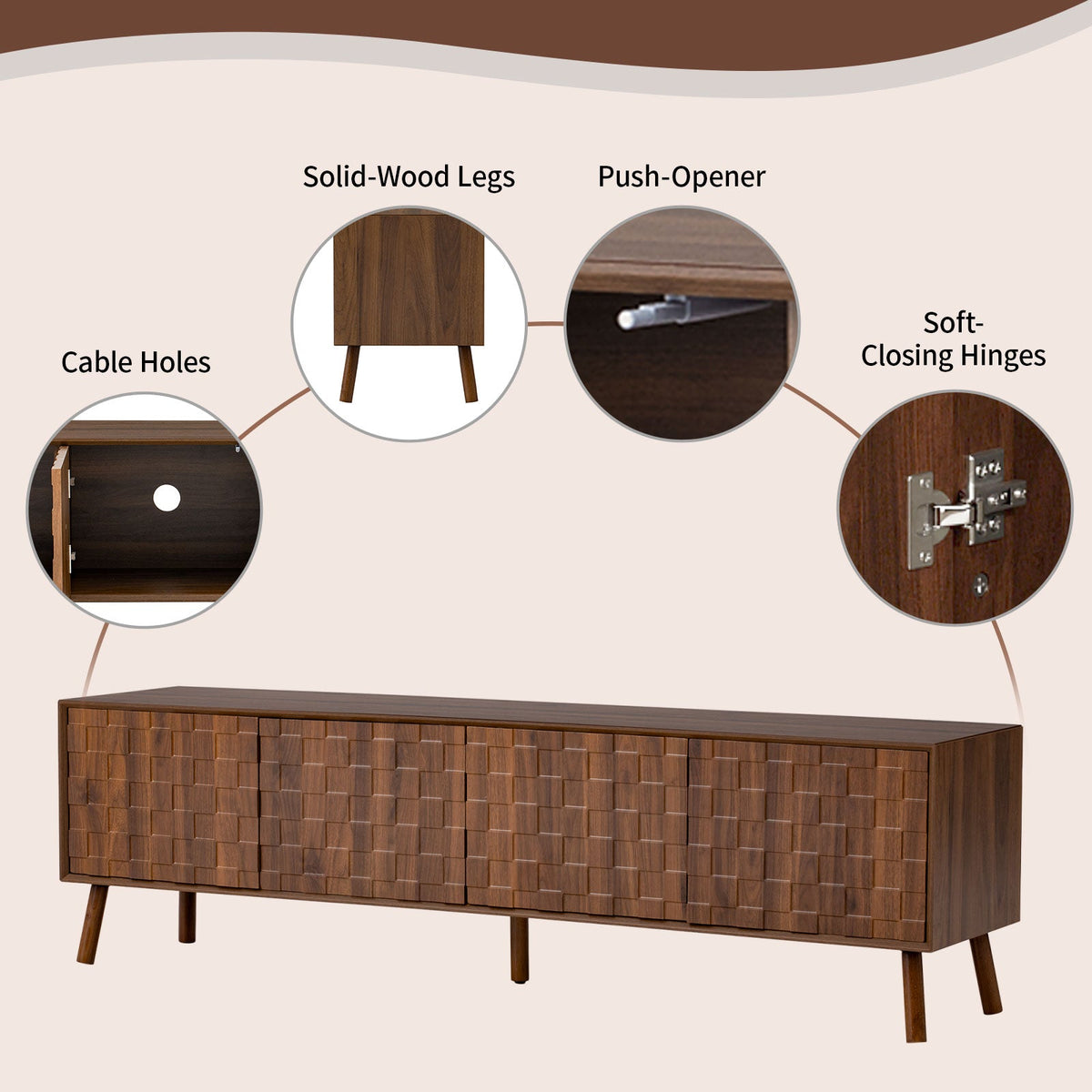 70 Inch Modern TV Stand for TVs Up to 80 Inches