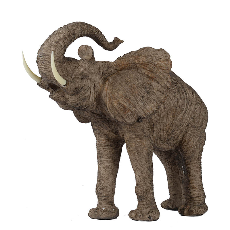 Polyresin Elephant Accent Decorative Object with Trumpeting Design - Black/Polyresin