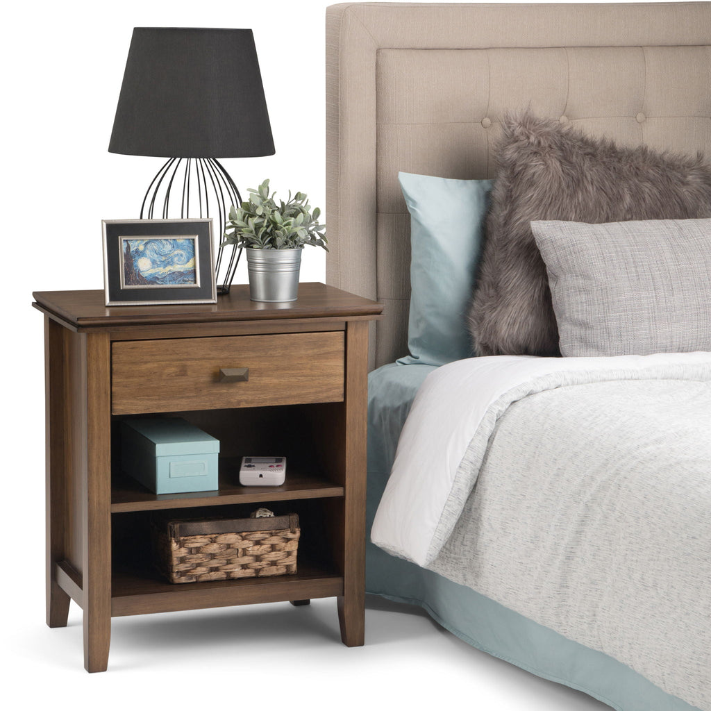 Handcrafted Bedside Table with Drawer and Shelf - Multiple Colors