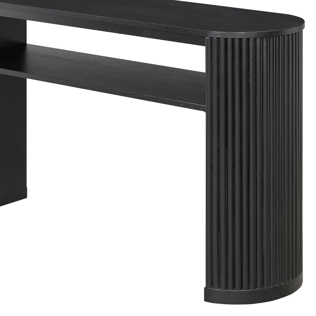 Console Table With Fluted Legs and Open Shelf - Available in Black, Light Brown, Dark Brown