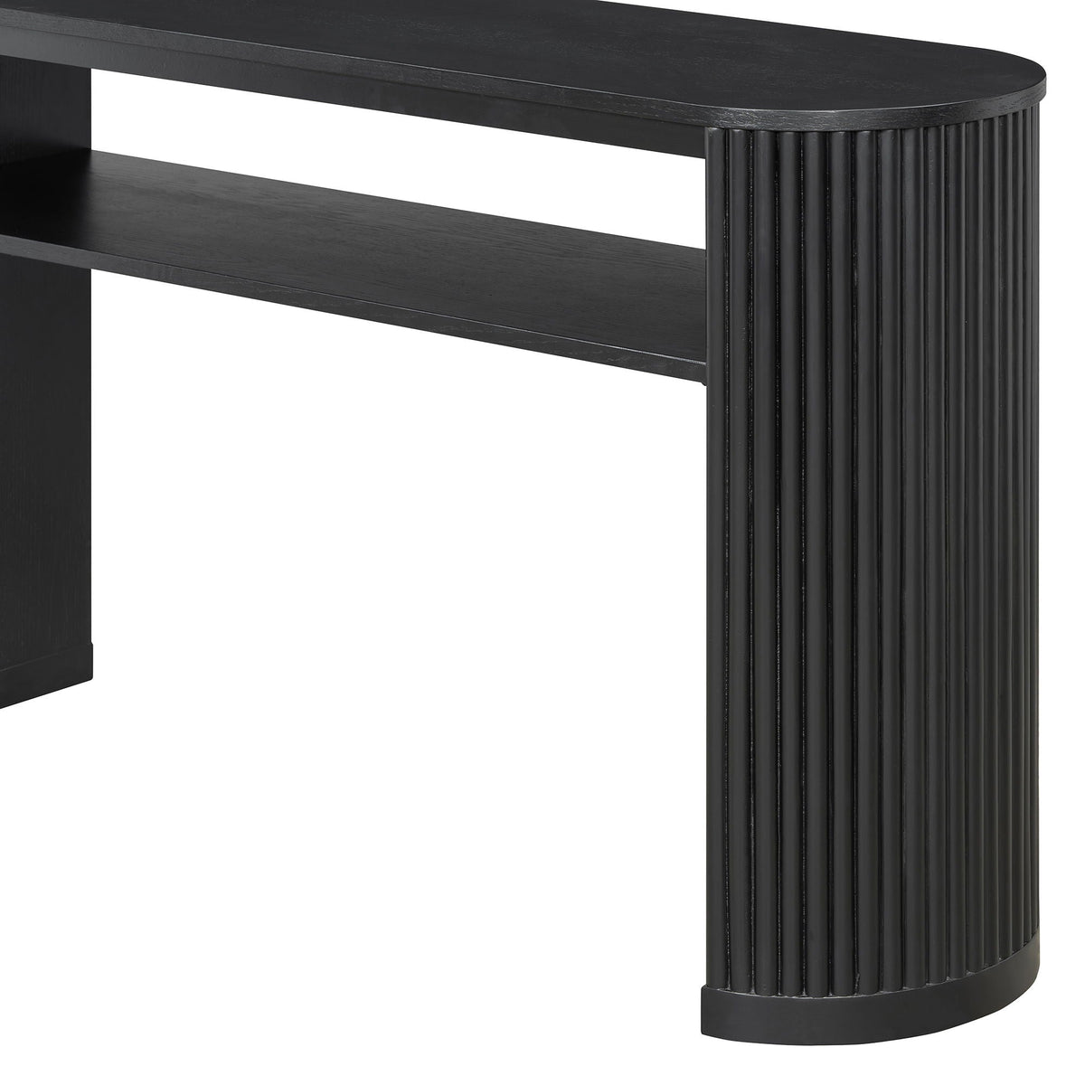 Console Table With Fluted Legs and Open Shelf - Available in Black, Light Brown, Dark Brown